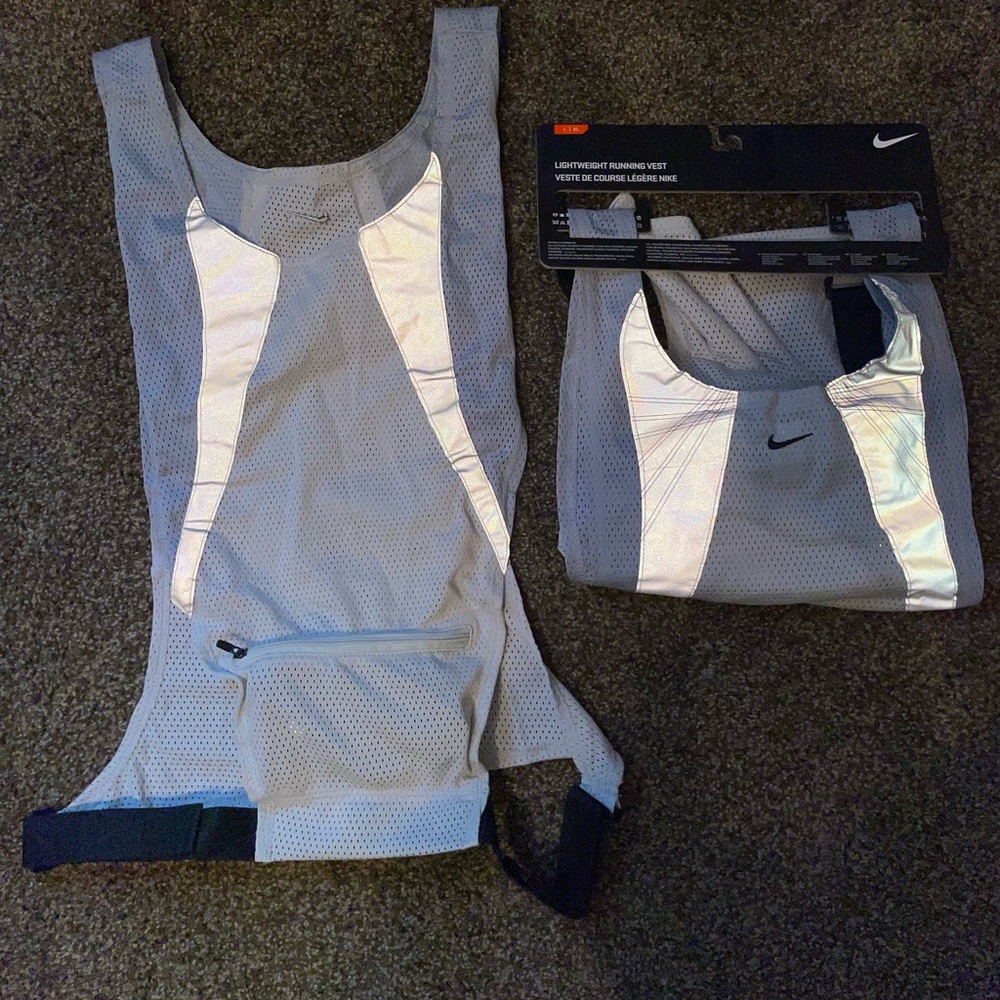 Nike Gray and White Running Vest